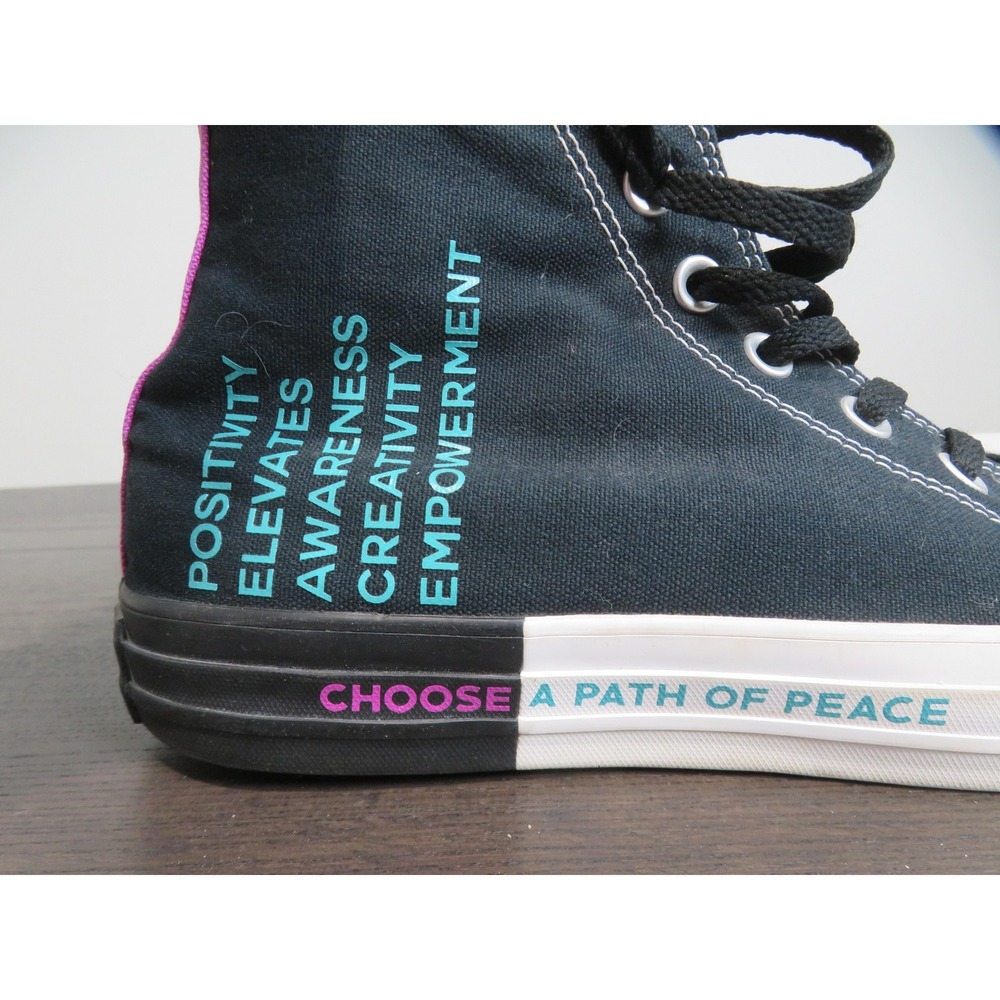 Converse Chuck Taylor All Star Mens Size 9 Shoes Black Seek Peace 166535F Hi Top - Picture 2 of 12